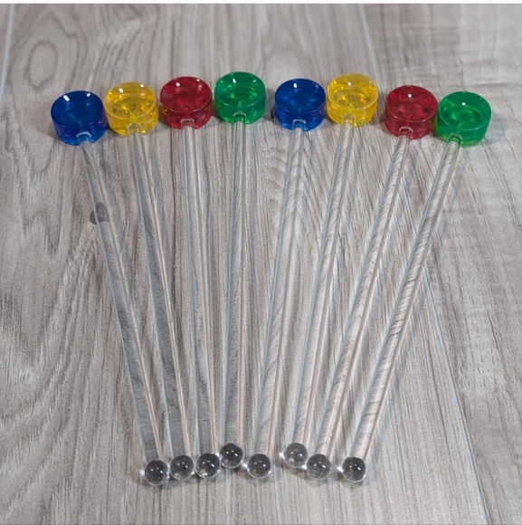 VTG 1950s Swirl Sippers Primary Color Lollipop Swizzle Sticks Cocktail Stirs (8) - Picture 1 of 8